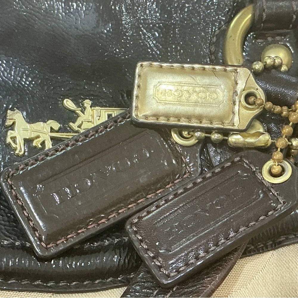 Coach Beige and Dark Brown Satchel